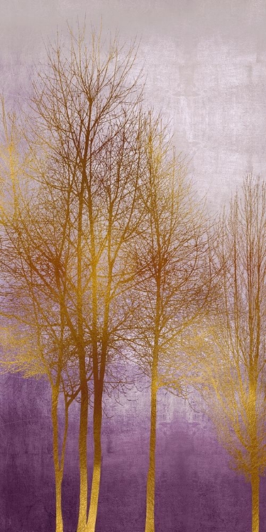 Picture of GOLD TREES ON PURPLE PANEL II