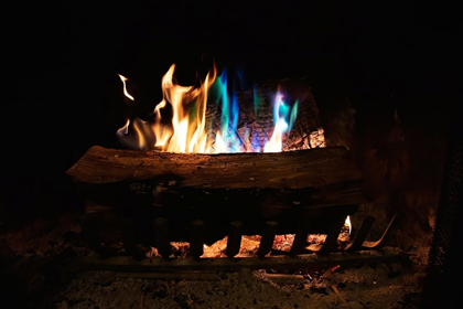 Picture of COLORFUL FLAMES IN A FIREPLACE