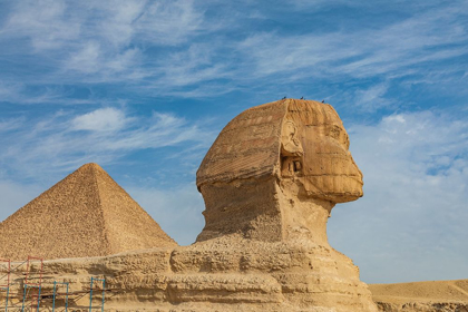 Picture of AFRICA-EGYPT-CAIRO GIZA PLATEAU GREAT SPHINX OF GIZA IN FRONT OF THE GREAT PYRAMID OF GIZA