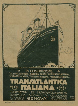 Picture of ITALIAN TRANSATLANTIC BOAT ANCIENT ADVERTISING 