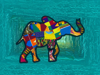 Picture of MULTICOLOURED ELEPHANT ON TOURQUOISE