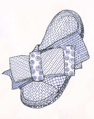 Picture of INDIGO SLIPPERS WITH BOW