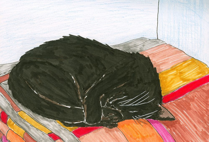 Picture of SLEEPING BLACK CAT 