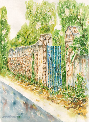 Picture of COUNTRY ROAD WITH GATE AND TREES 