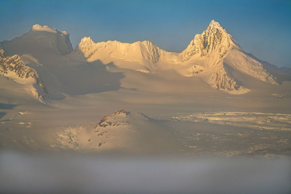 Picture of ANTARCTICA-SOUTH GEORGIA ISLAND SUNSET ON SNOW-COVERED MOUNTAINS GLACIERS 