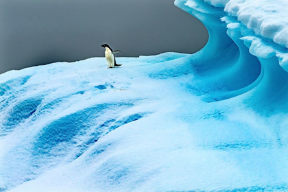 Picture of ADELIE PENGUIN BLUE ICEBERG CHARLOTTE BAY-ANTARCTICA 