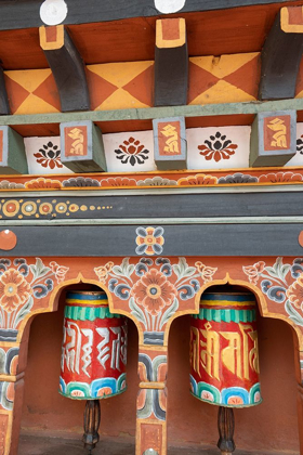 Picture of BHUTAN COLORFUL PRAYER WHEELS