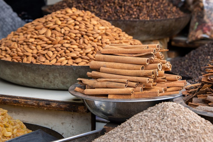 Picture of INDIA-DELHI-OLD DELHI OLD DELHI STREET MARKET MIXED NUTS-SPICES AND CINNAMON STICKS