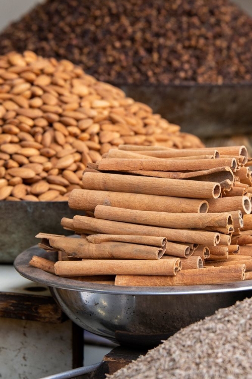 Picture of INDIA-DELHI-OLD DELHI OLD DELHI STREET MARKET MIXED NUTS-SPICES AND CINNAMON STICKS