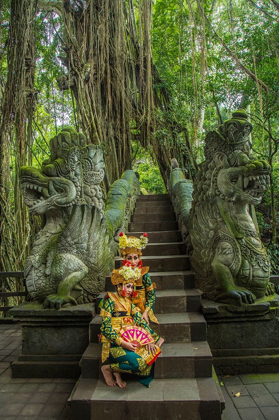 Picture of INDONESIA-BALI-UBUD BALINESE DANCERS AT HINDU TEMPLE (MR)