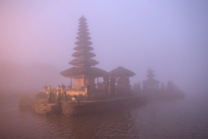 Picture of INDONESIA-BALI FOGGY SUNSET ON PURA ULUN DANU TEMPLE ON LAKE BRATAN