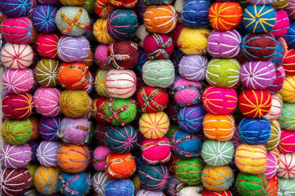 Picture of SINGAPORE-CHINATOWN DETAIL OF TYPICAL TEXTILE ROUND WOOL HANGING BALL SOUVENIRS