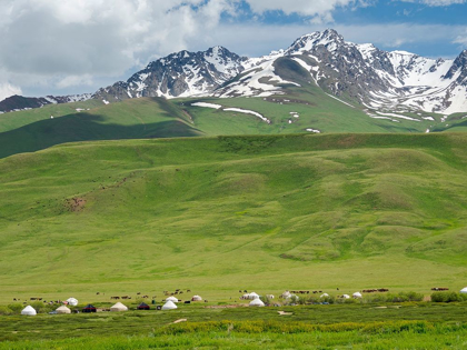 Picture of SUMMER PASTURE WITH TRADITIONAL YURTS THE SUUSAMYR PLAIN-A HIGH VALLEY