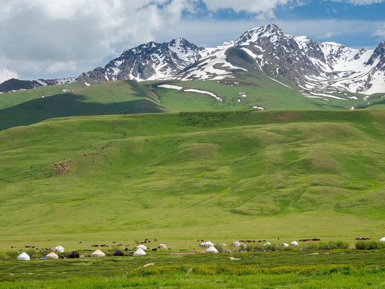 Picture of SUMMER PASTURE WITH TRADITIONAL YURTS THE SUUSAMYR PLAIN-A HIGH VALLEY