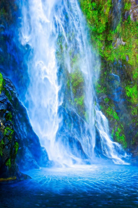 Picture of SOUTH ISLAND ABSTRACT OF WATERFALL IN MILFORD SOUND