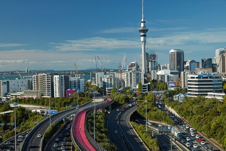 Picture of MOTORWAYS-LIGHTPATH CYCLEWAY-AND SKYTOWER-AUCKLAND-NORTH ISLAND-NEW ZEALAND