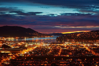 Picture of CITY LIGHTS-SOUTH DUNEDIN AND OTAGO HARBOR-DUNEDIN