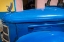 Picture of DETAIL OF CLASSIC BLUE AMERICAN CAR WITH CHROME SWAN HOOD ORNAMENT IN TRINIDAD-CUBA