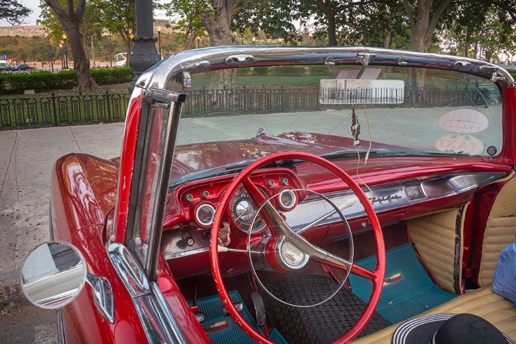 Picture of INTERIOR VIEW OF RED 57 CHEVROLET BEL AIR CONVERTIBLE IN HABANA-HAVANA-CUBA