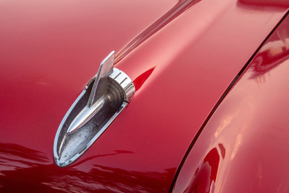 Picture of CLOSE-UP OF HOOD DETAIL OF RED 57 CHEVROLET BEL AIR IN HABANA-HAVANA-CUBA