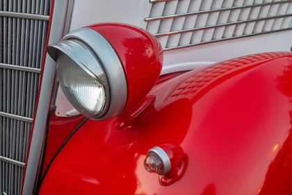 Picture of DETAIL OF HEAD LAMP ON RED CLASSIC AMERICAN FORD IN HABANA-HAVANA-CUBA