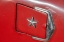 Picture of DETAIL OF GASOLINE TANK DOOR WITH STAR ON CLASSIC AMERICAN CAR IN VIEJA-OLD HABANA-HAVANA-CUBA
