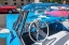 Picture of VIEW INTO DRIVERS SEAT OF A CLASSIC CONVERTIBLE BABY BLUE AMERICAN CAR PARKED IN VIEJA-HAVANA-CUBA