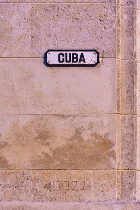 Picture of CUBA STREET SIGN ON PINK WALL IN OLD HAVANA-LA HABANA VIEJA-CUBA