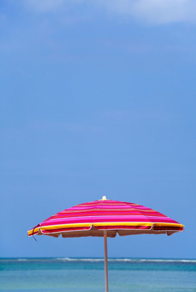 Picture of CARIBBEAN-PUERTO RICO UMBRELLA AND OCEAN AT LUQUILLO BEACH