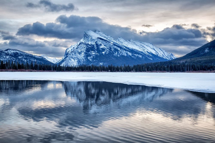 Picture of CANADA-ALBERTA-BANFF NATIONAL PARK-MOUNT RUNDLE AND VERMILION LAKES AT DAWN