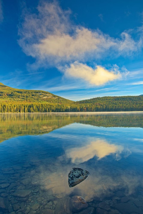 Picture of CANADA-ALBERTA-JASPER NATIONAL PARK REFLECTIONS IN PYRAMID LAKE