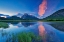 Picture of CANADA-ALBERTA-BANFF NATIONAL PARK CLOUD REFLECTED IN LAKE AT SUNRISE