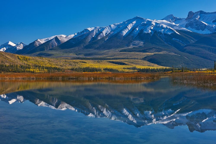 Picture of CANADA-ALBERTA-JASPER NATIONAL PARK MOUNTAINS REFLECTED IN TALBOT LAKE