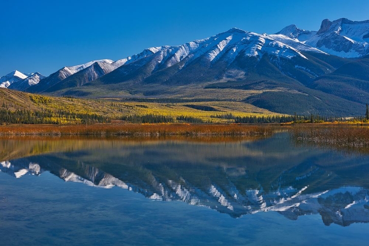 Picture of CANADA-ALBERTA-JASPER NATIONAL PARK MOUNTAINS REFLECTED IN TALBOT LAKE