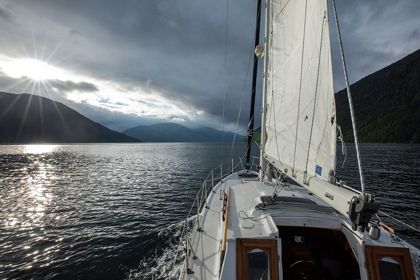 Picture of CANADA-BRITISH COLUMBIA-GULF 32 PILOTHOUSE BOAT MOTORING AND SAILING NORTH