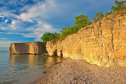 Picture of CANADA-MANITOBA-STEEP ROCK LIMESTONE CLIFFS ALONG LAKE MANITOBA AT SUNSET MANITOBA-CANADA