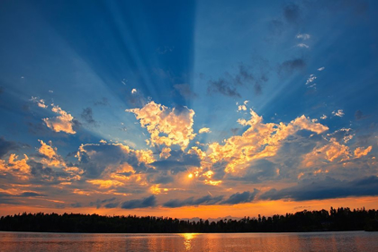 Picture of CANADA-MANITOBA-WHITESHELL PROVINCIAL PARK-CREPUSCULAR RAYS OVER STAR LAKE