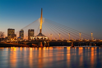 Picture of CANADA-MANITOBA-WINNIPEG ESPLANADE BRIDGE OVER RED RIVER AT SUNSET