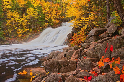 Picture of CANADA-NOVA SCOTIA MARY-ANNE FALLS AND FOREST IN AUTUMN FOLIAGE