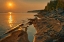 Picture of CANADA-ONTARIO-BRUCE PENINSULA NATIONAL PARK SUNSET ON LIMESTONE ROCK