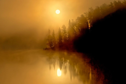 Picture of CANADA-ONTARIO-KENORA FOG AT SUNRISE ON ISABEL LAKE