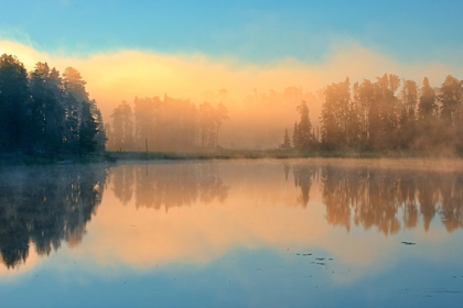 Picture of CANADA-ONTARIO-KENORA FOG AT SUNRISE ON ISABEL LAKE