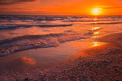 Picture of CANADA-ONTARIO-SANDBANKS PROVINCIAL PARK-WAVES ON LAKE ONTARIO BEACH AT SUNSET