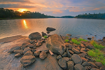 Picture of CANADA-ONTARIO-KENORA MIDDLE LAKE AT SUNRISE