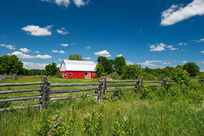 Picture of CANADA-ONTARIO-LIMOGES RED BARN AND WOODEN FENCE