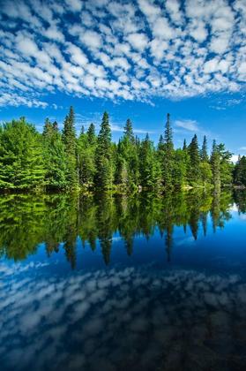 Picture of CANADA-ONTARIO-ALGONQUIN PROVINCIAL PARK-CLOUDS AND BOREAL FOREST REFLECTED IN CANOE LAKE