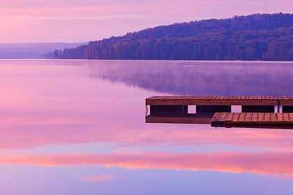 Picture of CANADA-ONTARIO-ALGONQUIN PROVINCIAL PARK-DOCK AND FOG ON LAKE OF TWO RIVERS
