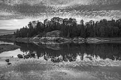 Picture of CANADA-ONTARIO-KENORA DISTRICT BLACK AND WHITE OF CLOUDS REFLECTED IN MIDDLE LAKE
