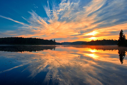 Picture of CANADA-QUEBEC-LA MAURICIE NATIONAL PARK REFLECTION OF CLOUDS IN LAC DU FOU AT SUNRISE