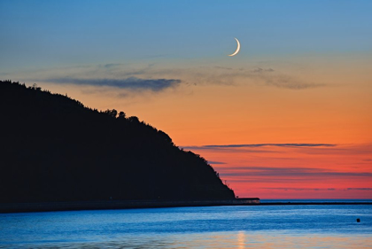 Picture of CANADA-QUEBEC-MONT-LOUIS CRESCENT MOON SUNRISE ON GULF OF ST LAWRENCE
